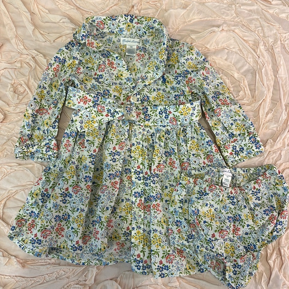 Ralph Lauren floral dress with matching Bloomers. 9m
